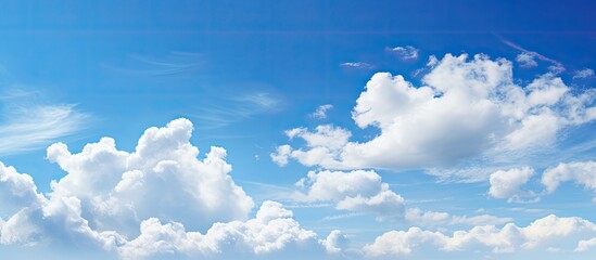 Poster - A picturesque scene showing a clear blue sky with fluffy white clouds, providing a serene copy space image.