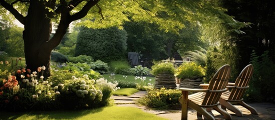 Poster - Ideal garden feature for shade and relaxation with ample copy space image.