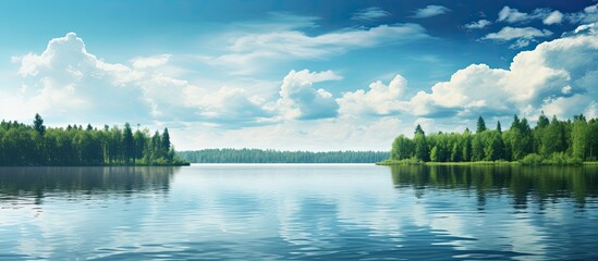 Aufkleber - Tranquil summer lake with copy space image