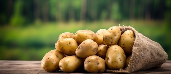 Poster - Freshly harvested potatoes from the garden, with copy space image.