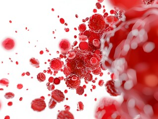 Poster - Red Cells Analyzed by Artificial Intelligence on White Background