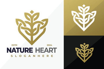 Wall Mural - Nature Heart Leaves logo design vector symbol icon illustration
