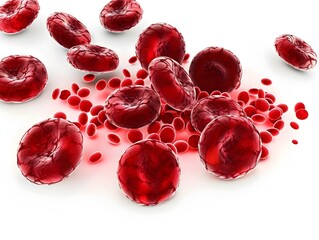Poster - rendered red blood cells involved in the healing process isolated on white background