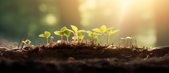 Poster - Blurred nature backdrop with leaves and roots, offering copy space image.
