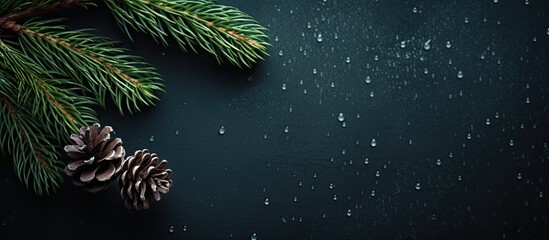 Wall Mural - A pine branch with a Christmas theme and copy space image.