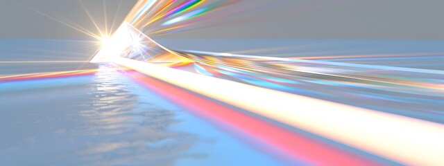 Poster - Prismatic Light Wave   3D Rendered Refraction of Light Through a Prism