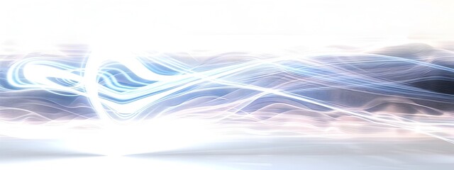 Poster - Mesmerizing Light Wave Traveling Through a Serene Digital Landscape