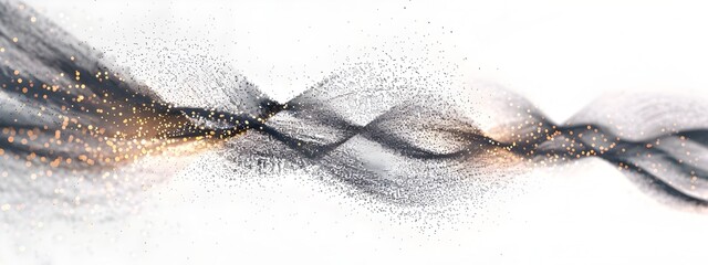 Poster - Mesmerizing 3D Light Wave Scattering Amid Glowing Particles on Isolated White Background