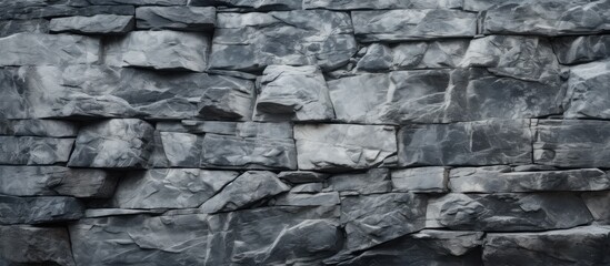 Poster - Close-up image of a textured natural rock wall with a smooth granite surface and space for adding details or text. with copy space image. Place for adding text or design