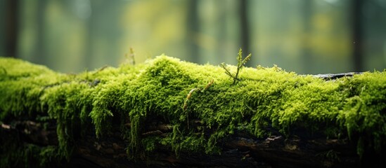 Aufkleber - Tree trunk covered in moss, creating a serene natural scene with copy space image.