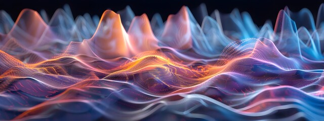 Poster - Captivating VHF Waves Landscape Dynamic Digital Art of Colorful Surreal Mountainous Formations