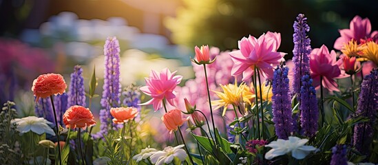 Leinwandbilder - Beautiful flowers in a natural garden setting with a copy space image.