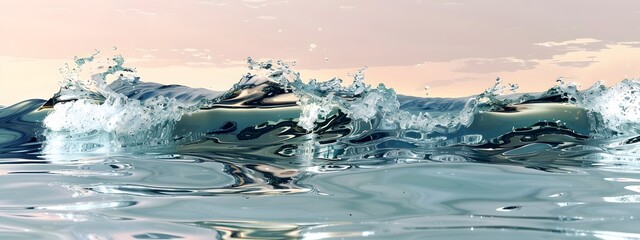 Poster - Mesmerizing Wave Reflection on a Serene Water Surface