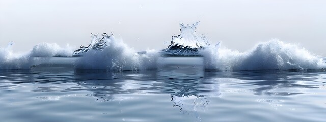 Poster - Captivating Wave Reflection  Ethereal Seascape of Powerful Waves Mirrored on a Serene Surface
