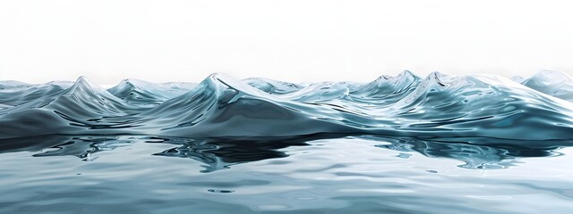 Poster - Tranquil Wave Reflection Mesmerizing Aquatic Landscape in Shades of Blue