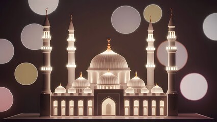 islamic glowing mosque eid themed two-thirds blank soft bokeh close-up rule of thirds