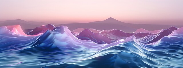 Poster - Prismatic Seascape Undulating Waves in Vibrant Hues