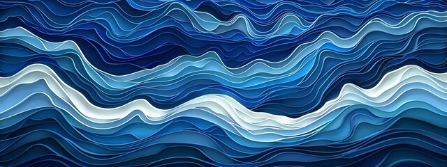 Poster - Dynamic Tidal Wave Patterns in Vibrant Shades of Blue