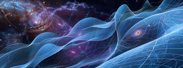 Poster - Captivating Visual Representation of Gravitational Waves in the Cosmic Realm