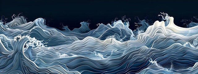 Poster - Turbulent Wave Patterns  Dynamic Aqueous of Flowing  Swirling Water Textures