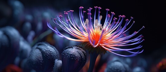 Poster - Detailed closeup view of a Giant calotrope plant flower with copy space image.