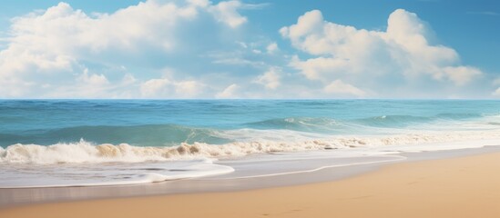 Poster - Scenic seascape featuring sandy shores and a tranquil ocean view, perfect for background images with copy space image.