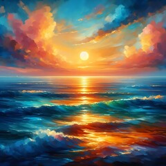 Wall Mural - sunset over the ocean