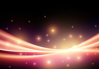 Poster - Abstract neon glowing line in motion with light sparkles and flares. Futuristic background, with neon swirl