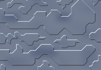 Poster - background with metallic panels texture, wires and circuit. spaceship hull wall, technology backgrou