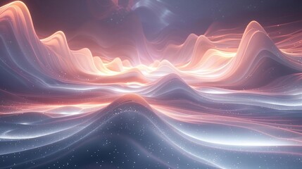 Sticker - Minimal style 3D illustration of light trails flowing around abstract shapes