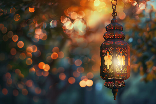 Arabic lantern of ramadan celebration background. Islamic holiday banner