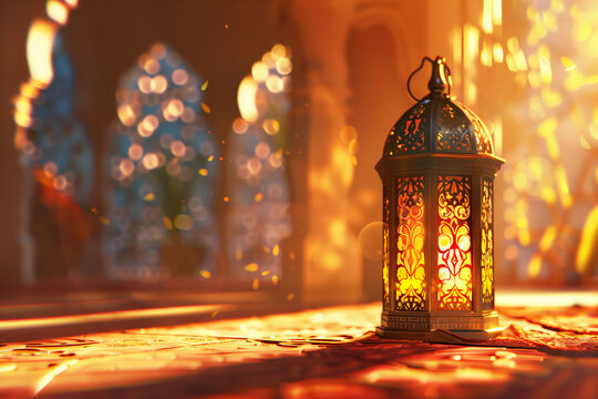 Arabic lantern of ramadan celebration background. Islamic holiday banner