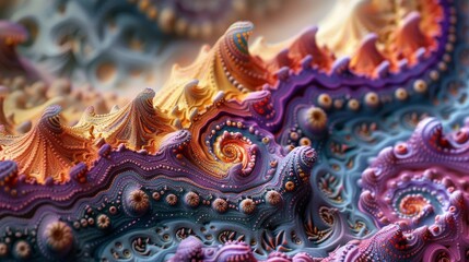 Wall Mural - Psychedelic Fractals, Intricate fractal patterns with a psychedelic color palette