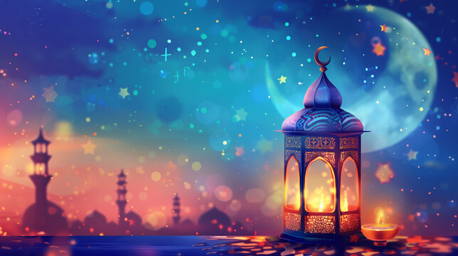 Arabic lantern of ramadan celebration background. Islamic holiday banner