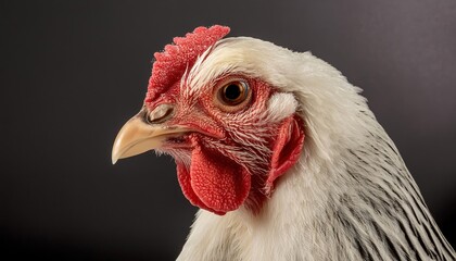 Wall Mural - hen close up head on black background