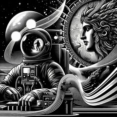 Wall Mural - an astronaut printing in space