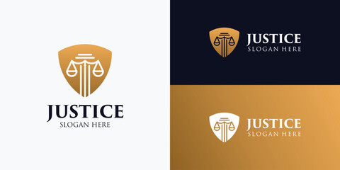 Gold color justice logo design template