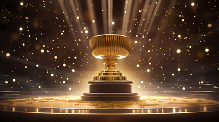 golden glamorous podium with golden sparkle