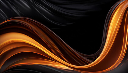 Poster - Wavy pattern created with orange, red yellow, brown,  color. Liquid silk transparent effect