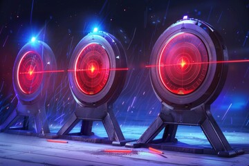 Poster - A display of colored lasers