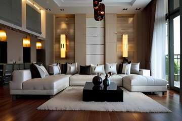 Modern tastefully decorated living room
