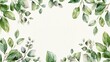© JW Studio - Watercolor banner frame tropical leaves and branches isolated on white background, ready to use for invitation wedding frame border mock up template.