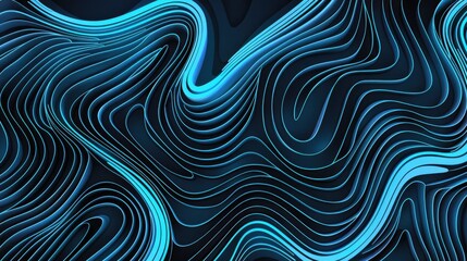 Poster - Digital background featuring curved lines in black and aegean blue