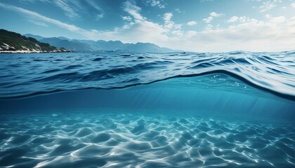 Canvas Print - waterline and underwater background