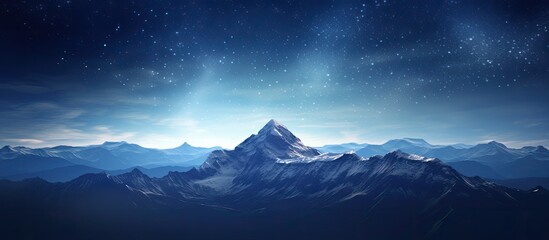Aufkleber - Mountain peak under a starry night sky with a bright star, providing a stunning background for a copy space image.