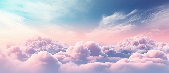 Leinwandbilder - Soft focus pastel-colored clouds create a dreamy backdrop with ample copy space image.