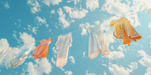 Poster - Freshly laundered clothes drying in the sun, perfect for use in lifestyle or everyday scenes
