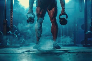 Aufkleber - A person exercising with a kettlebell in a fitness studio