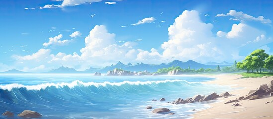 Poster - Scenic seaside view with stunning clay beach, including copy space image.