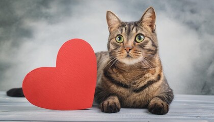 Wall Mural - cat with heart